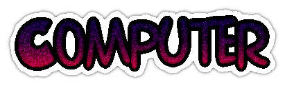 computer in a thick black sketchy style filled with a red to blue gradient